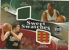 2006-07 UPPER DECK SWEET SHOT SWATCHES DUAL JERSEY RAY ALLEN, KYLE KORVER SP/25!
