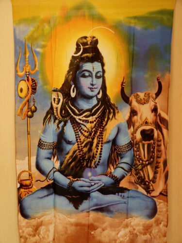 110 x 160 cm Wandbehang Wandbild Bild Tuch wall hanging Shiva Gott Dreizack - Bild 1 von 1