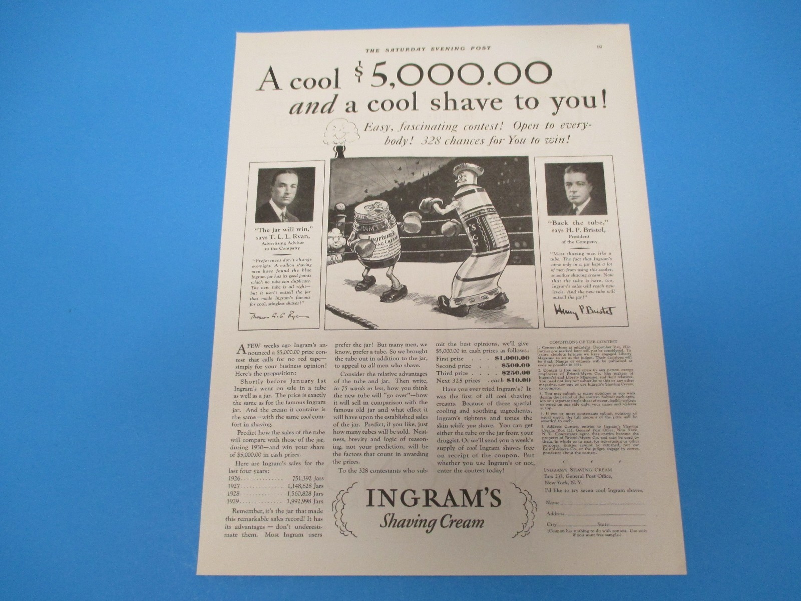 1930 Ingram's Shaving Cream A cool 5000 and a cool shave to you! Print