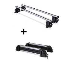Dachträger Menabo Tema + Skiträger Alu 4Paar Ski für für Peugeot 208 5Tür ab 15