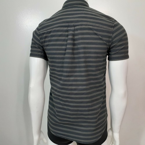 Tavik Mens Black Gray Striped Short Sleeve Collared Pockets Shirt Size Small - Picture 2 of 9
