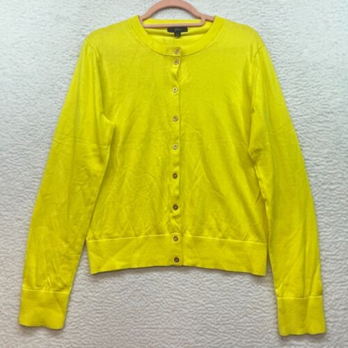 J Crew Sweater Womens Large Yellow Cardigan Knit Button Front Classic Casual - Picture 1 of 9
