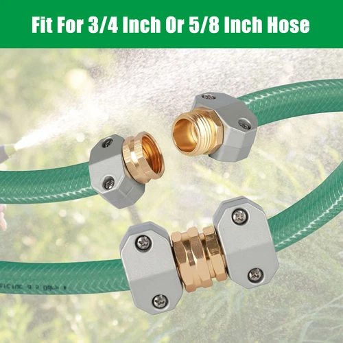 1 Set 3/4'' 5/8'' Al Water Hose Pipe Repair Kit Male Female Garden Connector - Picture 2 of 12