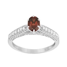 Six Prong Set 7X5MM Oval Shape Garnet 925 Sterling Silver Solitaire Women Ring