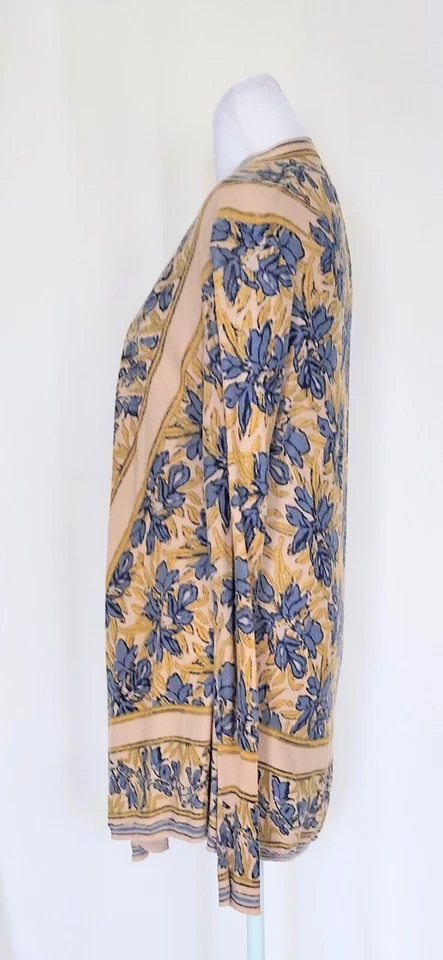 Cárdigan Anthropologie Talla Pequeña Ginebra Tapiz Punta Mezcla Lino Azul Tostado Foto 4 de 4