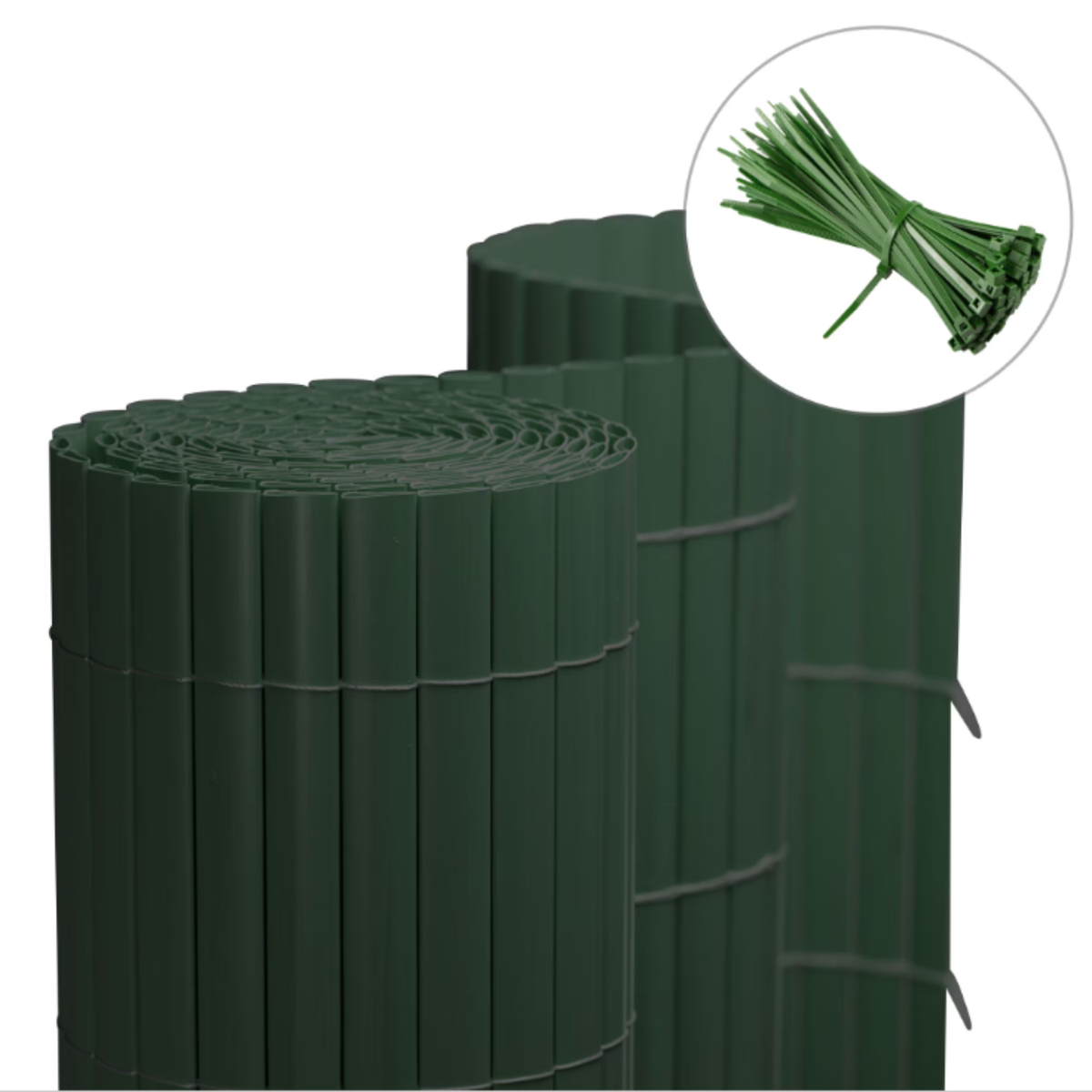 Jarolift PVC Sichtschutzmatte (120x400 Cm) – Bambus-Optik, UV-beständig, Wasserfest, Inkl. 50 Kabelbinder