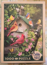 Cobble Hill SUMMER BIRDHOUSE 1000 piece puzzle Made in USA Birds Garden NEW