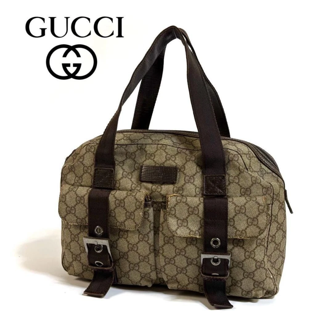 Sac fourre tout GUCCI GG Supreme sac à main toile cuir beige occasion excellent + authentique