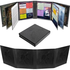 Casematix 12-Panel Faux Leather DM Screen for TTRPG – Wet-Erase Pockets Embossed
