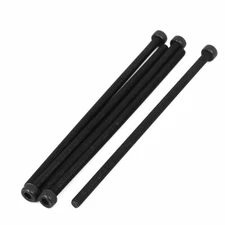 5pcs M4 X 100mm Fully Thread Hex Socket Head Knurled Cap Screw Bolt Black