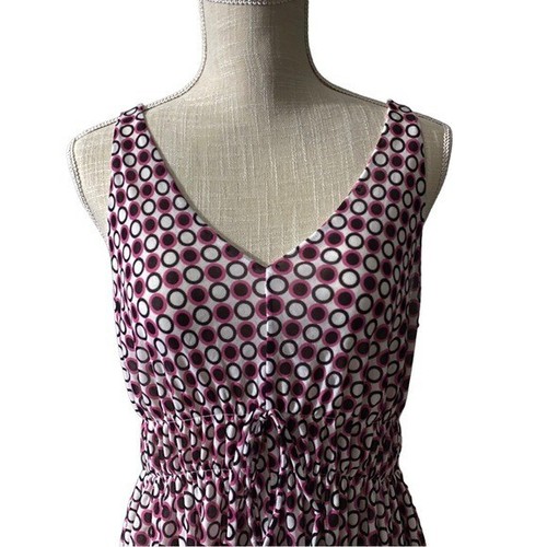 Michael Kors Resort Mauve Pink White Dot Print V-Neck Tunic Mini Dress Sz M NWT - 第 3/11 張圖片