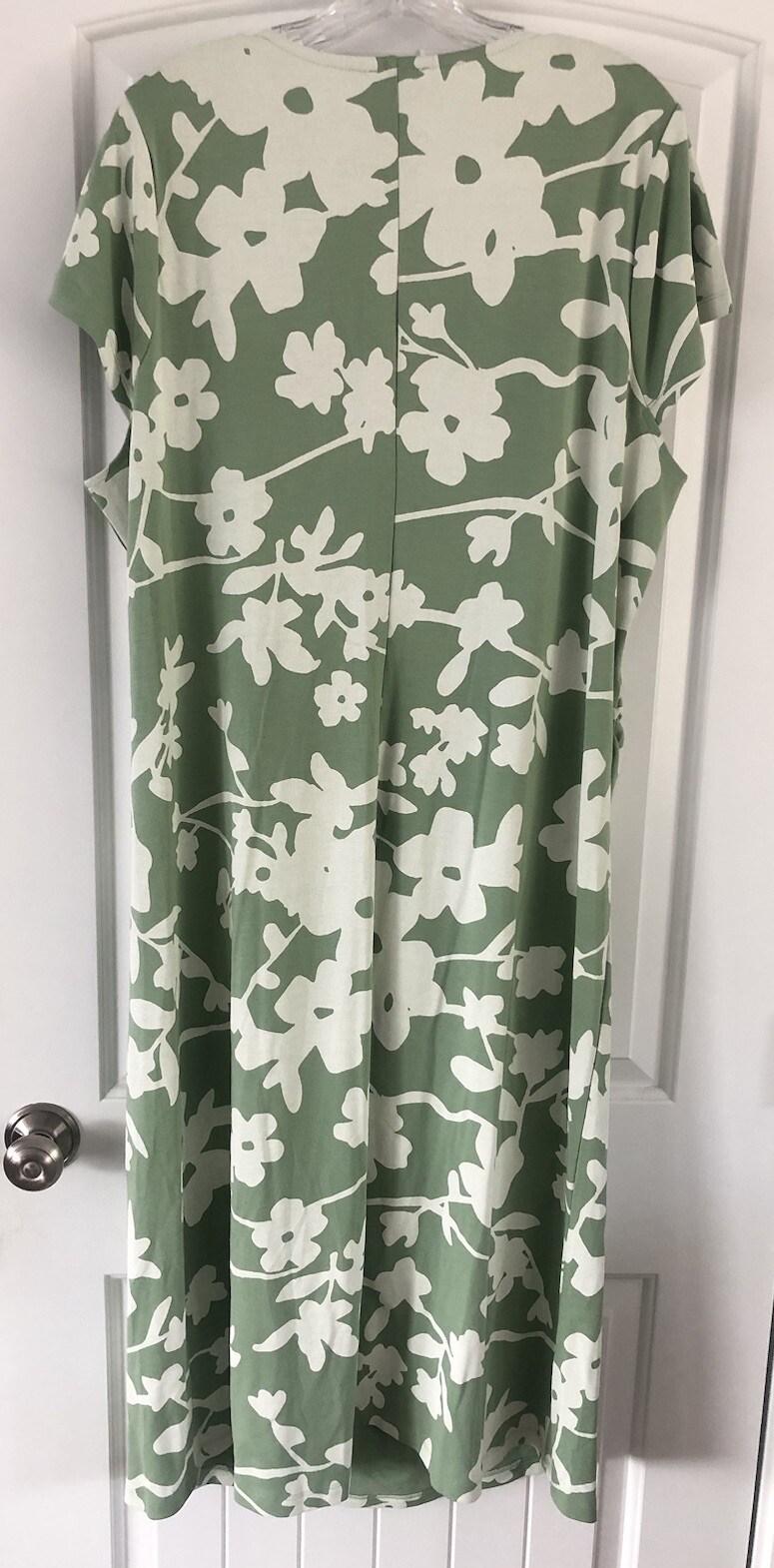The Drop itsmekellieb S/S MIDI Dress Plus 3X Smoke Green Floral Print Ruched NWT