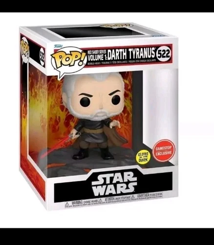 Funko Pop Star Wars Red Saber Series Volume 1: Darth Tyranus #522 GITD Game Stop