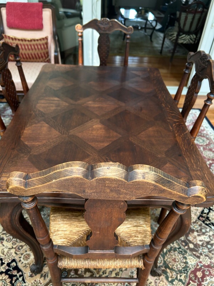 antique oak dining table and chairs made in France eBay