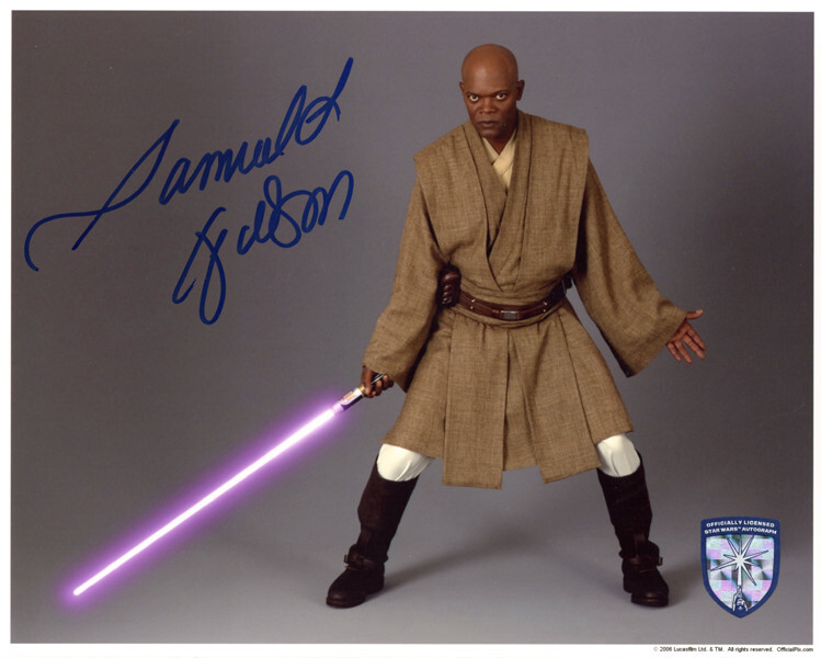 SAMUEL L. JACKSON SIGNED 8x10 PHOTO MACE WINDU STAR WARS OPX RARE