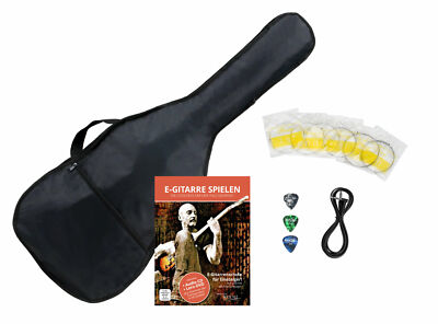 B-WARE E-Gitarre Zubehör Set Gitarrentasche Kabel Saiten Plektrum Schule CD DVD
