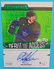 2023-24 Bobby McMann Credentials Green Debut Ticket Access Rookie Auto RC /25