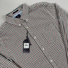 Ben Sherman Shirt Mens M Stretch Check Button Down White Red Blue NWT