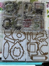 Anna Griffin Floral Stamps Dies Sentiments Ornate Frames BONUS Embossing Folder