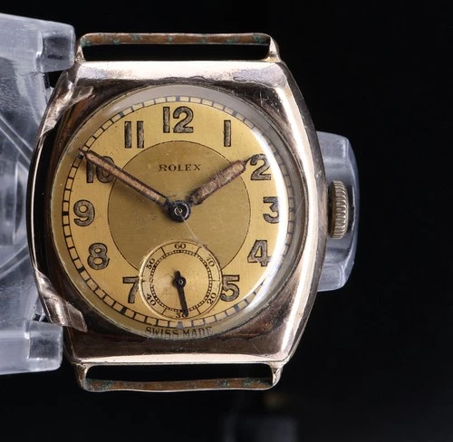 Vintage Rolex Prima Gold Filled Cushion Shape 28mm 15 Jewel Wrist Watch $1 N/R