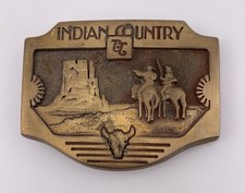 Richter Indian Country Brass Belt Buckle Distressed Tarnished