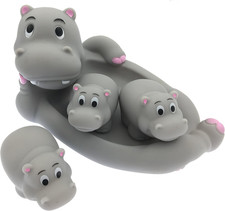Rubber Baby Bath Animal Family Toy Sets Hippo Famly 