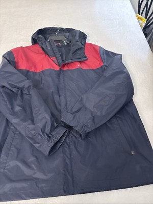 Tommy Hilfiger Rain Jacket Mens 3XL Navy Red Hooded Windbreaker