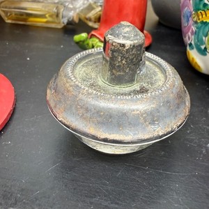 Antique Sterling Silver Top and Art Glass Cigarette Lighter~Great Patina Here!