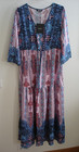 Robe légère bohème multicolore avec manches 3/4 grande taille 3XL