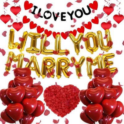 Will You Marry Me Decorations - 50 PcsGold Will You Marry Me Proposal Foil Le...
