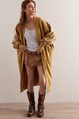 Free People We The Free ''Dreamy Blue'' KNIELANGE Strickjacke in Tabak - Neu mit Etikett - £140