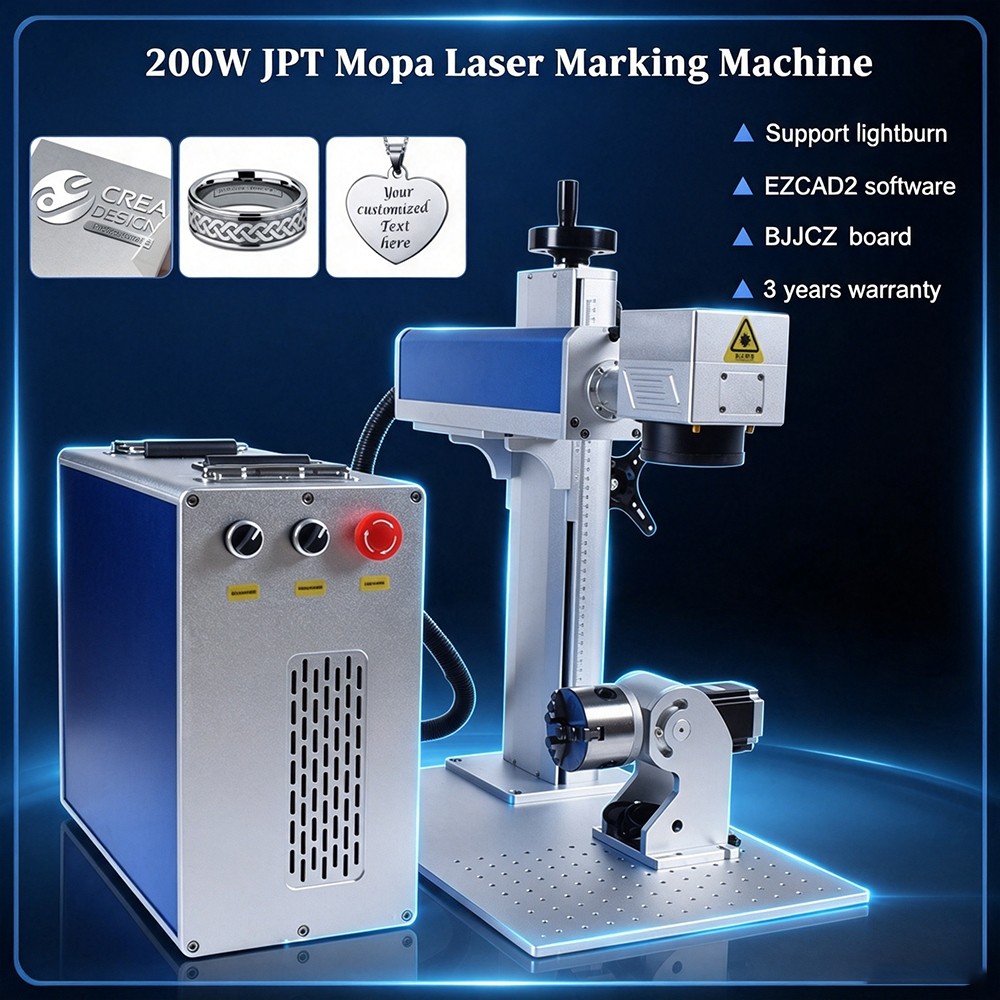 200W JPT MOPA Fiber Laser Marking Machine Laser Engraver for Metal DIY Jewelry