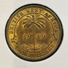 British West Africa 2 shillings 1949 KN George VI KM#29 Nickel Brass aXF B2707