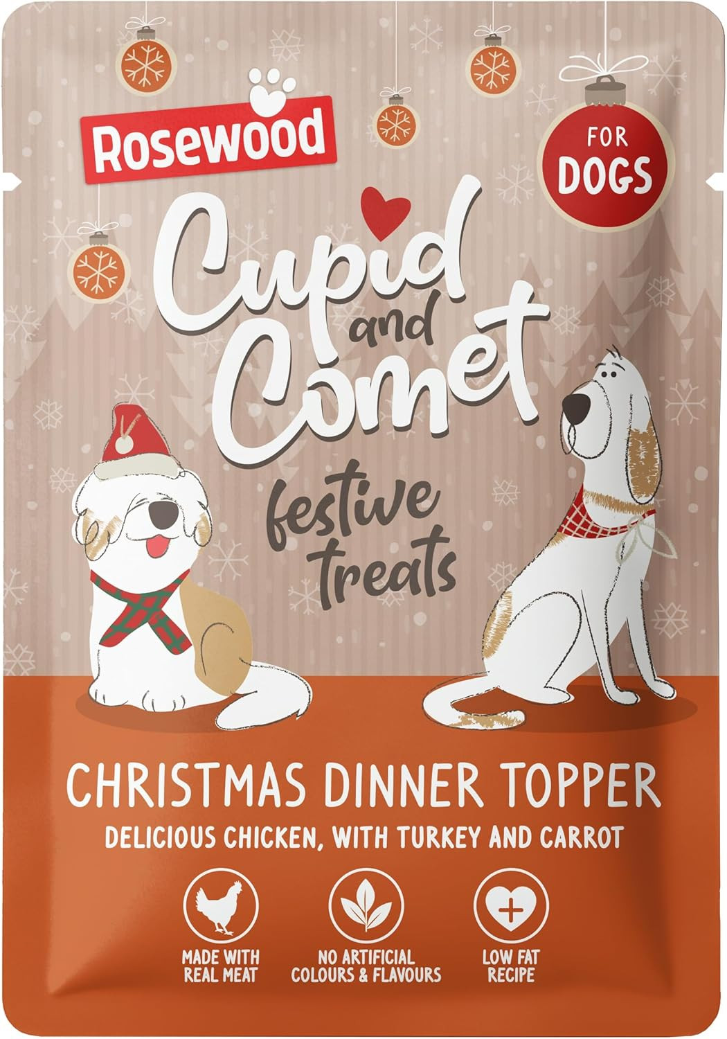 Cupid & Comet Christmas Dinner Topper for Dogs - Made with Real Meat, Delicious