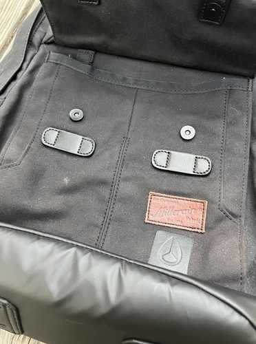 NIXON British Millerain West Port Backpack Waxed Canvas Leather Accents - Black - Picture 5 of 15