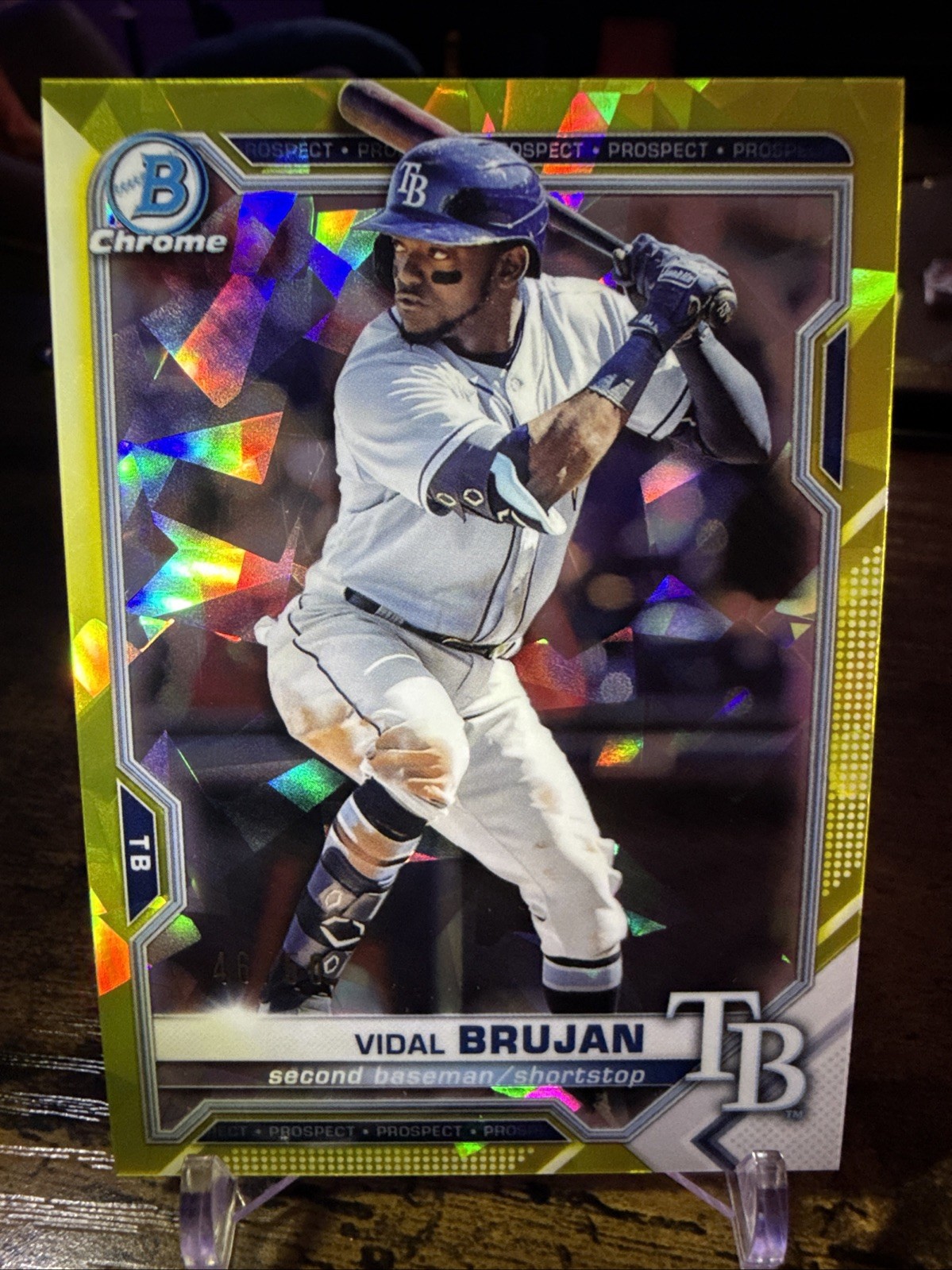 2022 Bowman Chrome Sapphire Vidal Brujan Yellow /50 Rookie #89 Tampa Bay Rays