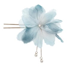 Flower Hair Pins for Women Hair Stick with Faux Pearl Large U-Shaped Hair Blue