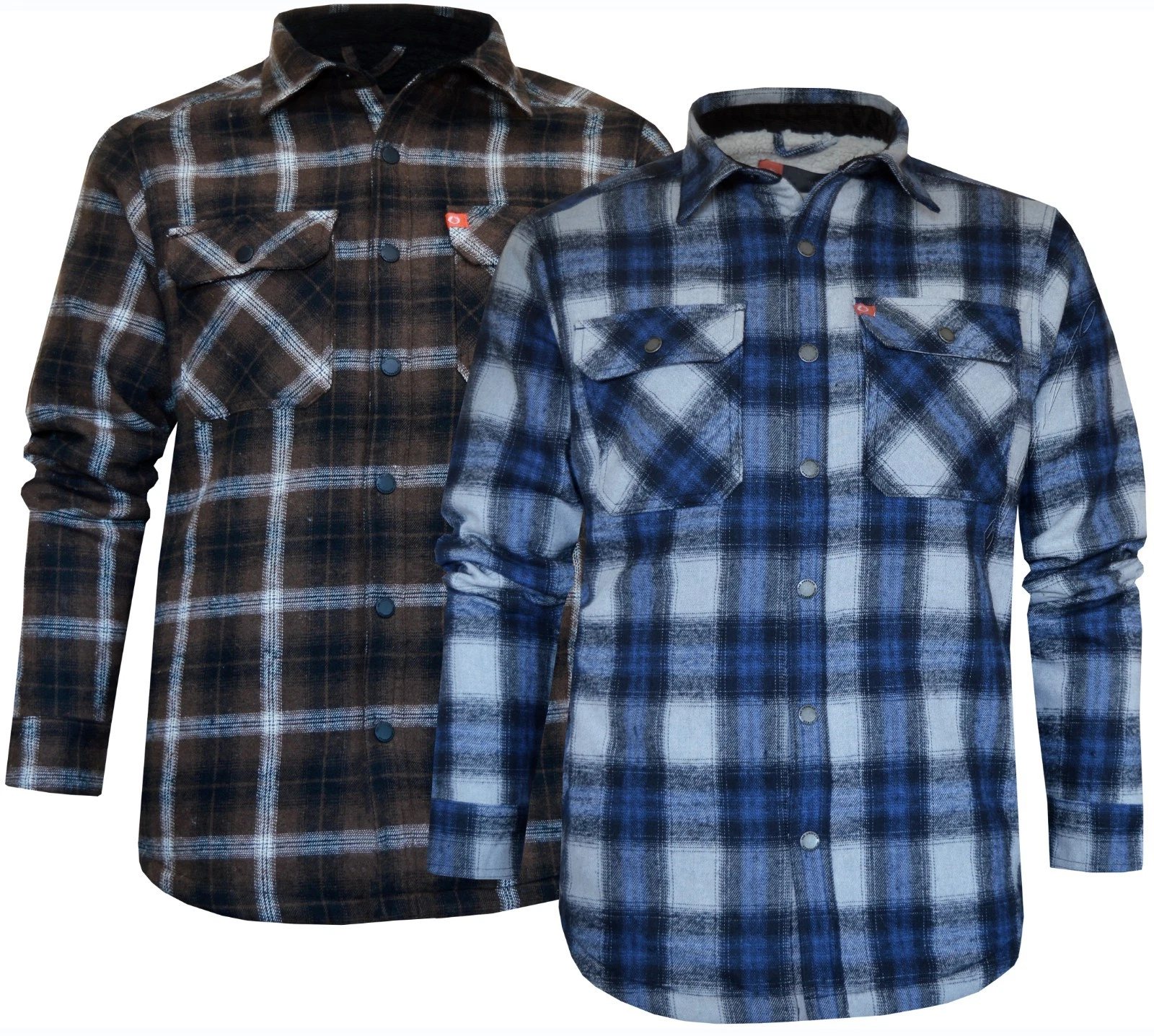 Plaid Shirt Jacket Sherpa Lined Padded Flannel Check Lumberjack with 5 Pockets