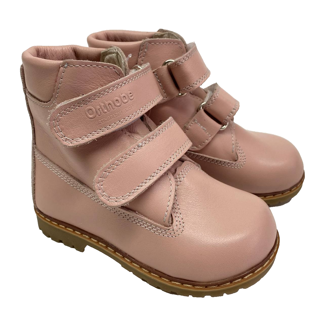 Handmade Pink Leather Orthopedic Boots for Girls, Fleece, Size EU 24 (US 9.5)