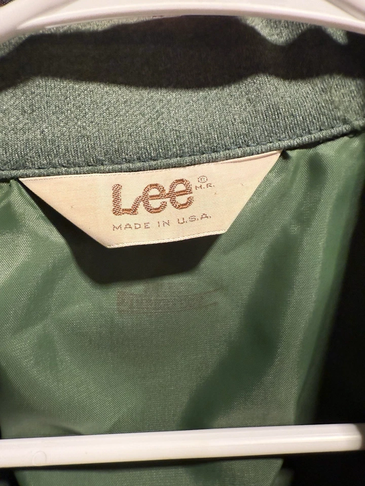 Chaqueta de Campo de Lana Lee Hecha en EE. UU. Abrigo Utilitario Verde Dos Tonos Para Hombre Talla L Foto 3 de 4