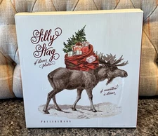 Pottery Barn Christmas Silly Stag Reindeer Dinner Plates NIB 11” Set Of 4