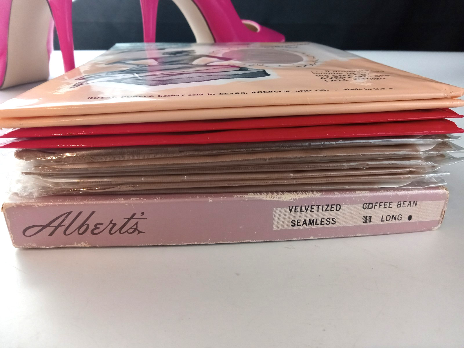 SZ 11 LONG VTG FLAT KNIT NYLON GARTER STOCKINGS 13 PRS SEXY RHT HOSIERY LINGERIE