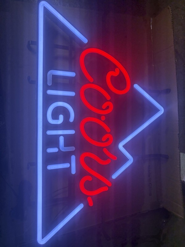 Coors Light Neon-Style Sign Wall Light Triangle Design Breweriana Bar Sign