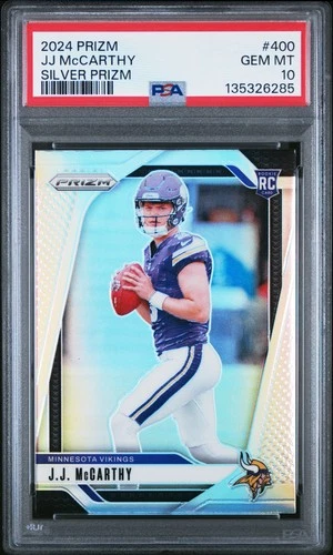 2024 PANINI PRIZM SILVER PRIZM #400 JJ MCCARTHY ROOKIE RC PSA 10