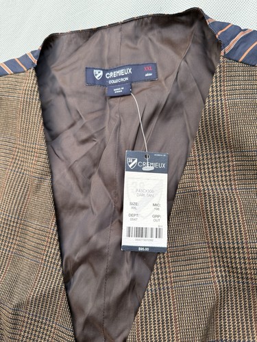 Cremieux Weste Herren 2XL hellbraun Wolle Seide Mischung Weste Neu mit Etikett neu - Bild 4 von 7