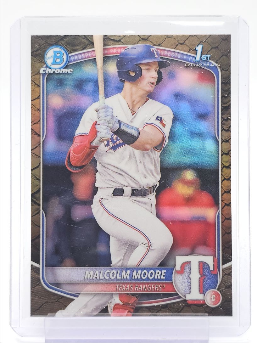 MALCOLM MOORE 2025 BOWMAN CHROME 1ST REPTILIAN REFRACTOR RANGERS Q5677