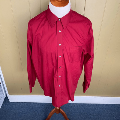 Croft & barrow men18 neck 34/35 sleeves button down collar shirt red
