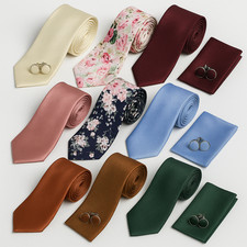 Premium Men’s Tie Set with Pocket Square & Cufflinks – Weddings, Proms & Events