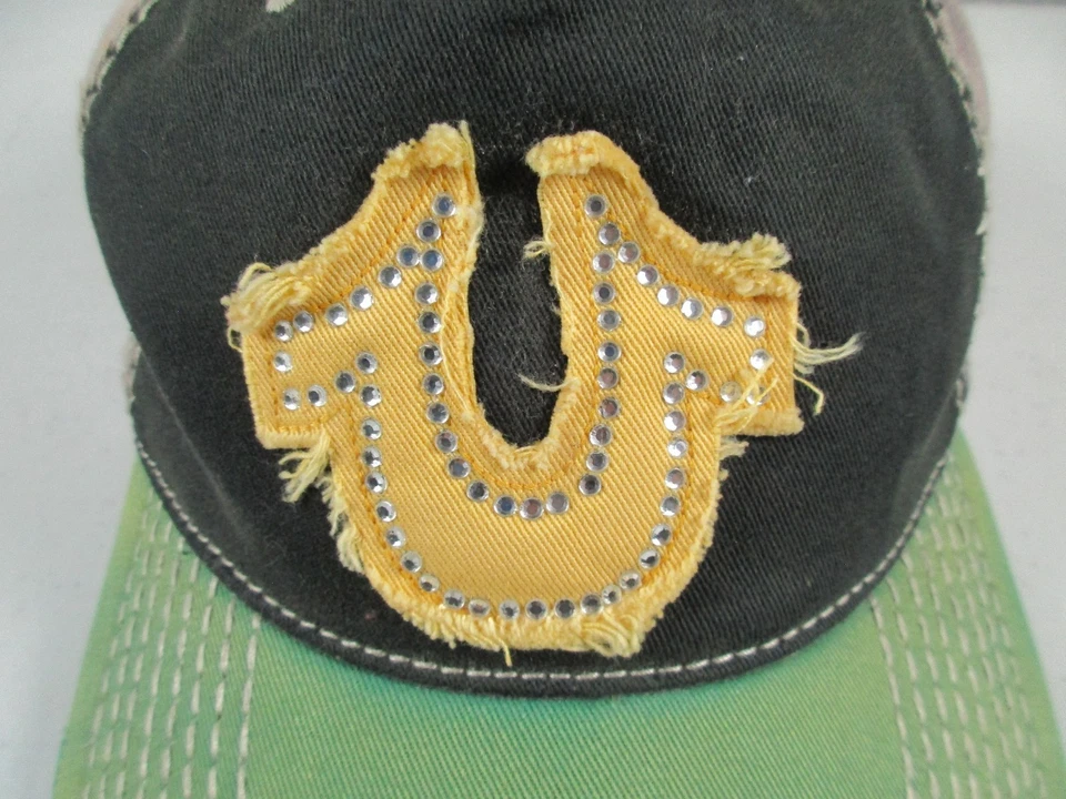 Gorra True Religion verde gris envejecida correa de cuero de herradura Foto 2 de 4