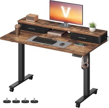 Electric Standing Desk with Built-In Power Strip, 120 x 60 x (72-120) cm